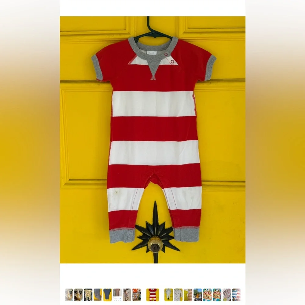 Red and White Striped Baby Romper Hanna Andersson